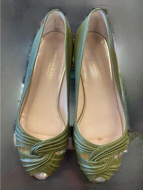 Loeffler Randall Olive Green Twisted Peep-Toe Heels